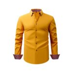 Solid Color Double-Collar, 4-Way Stretch Long-Sleeve Shirt