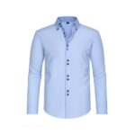 Solid Color SPQ Four-Way Stretch Double-Breasted Long-Sleeve Shirt