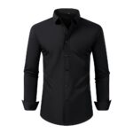 Solid Color SMTZ 4-Way Stretch Long-Sleeve Shirt with Rhinestone Buckle