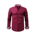 Solid Color Double-Collar, 4-Way Stretch Long-Sleeve Shirt