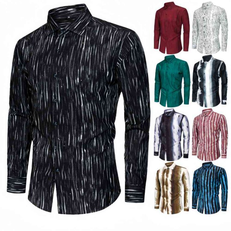 Printed TJ 4-Way Stretch Digital Print & Gold Foil Long-Sleeve Shirt
