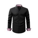 Solid Color Double-Collar, 4-Way Stretch Long-Sleeve Shirt