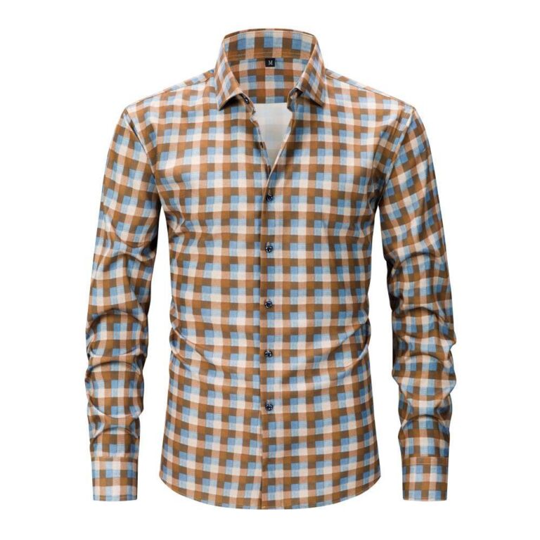 Plaid CC — 4-Way Stretch Digital Print Long-Sleeve Shirt (AJ/BJ/CJ)