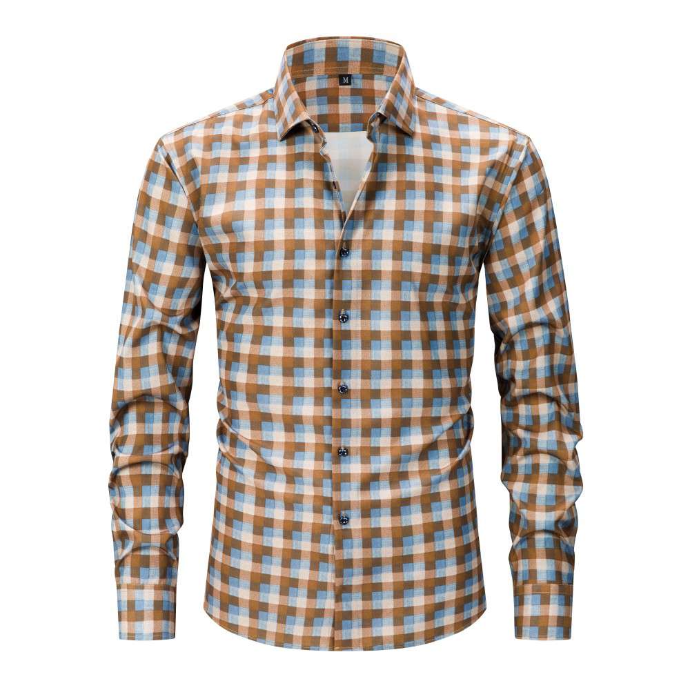 Plaid CC — 4-Way Stretch Digital Print Long-Sleeve Shirt (AJ/BJ/CJ)