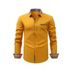Solid Color SMTH 4-Way Stretch Long-Sleeve Shirt with Floral Collar