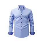 Solid Color Double-Collar, 4-Way Stretch Long-Sleeve Shirt