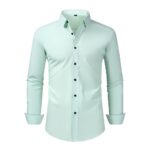 Solid Color SMTZ 4-Way Stretch Long-Sleeve Shirt with Rhinestone Buckle