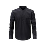 Solid Color Wave-Stripe Henley Shirt (Short & Long Sleeve)
