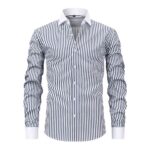 Striped YW 4-Way Stretch Digital Print Long-Sleeve Shirt