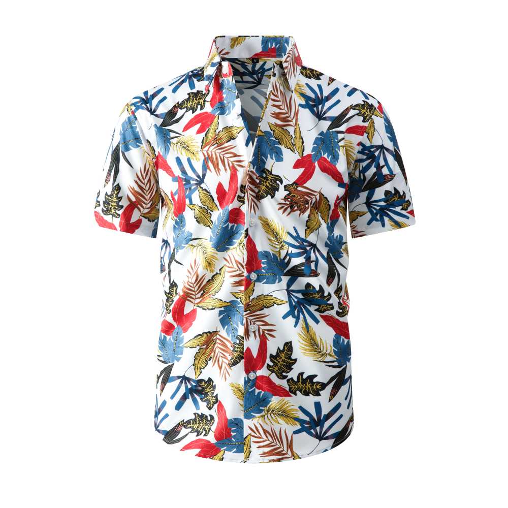 Printed XWY 4-Way Stretch Hawaiian Short-Sleeve Shirt