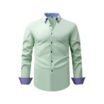 Solid Color Double-Collar, 4-Way Stretch Long-Sleeve Shirt