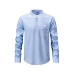 Solid Color Wave-Stripe Henley Shirt (Short & Long Sleeve)