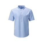 Solid Color Wave-Stripe Henley Shirt (Short & Long Sleeve)