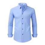 Solid Color SMTZ 4-Way Stretch Long-Sleeve Shirt with Rhinestone Buckle