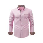 Solid Color SMTH 4-Way Stretch Long-Sleeve Shirt with Floral Collar