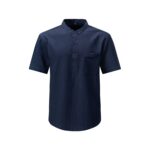 Solid Color Wave-Stripe Henley Shirt (Short & Long Sleeve)