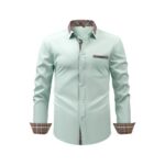 Solid Color SMTH 4-Way Stretch Long-Sleeve Shirt with Floral Collar