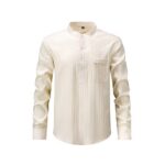 Solid Color Wave-Stripe Henley Shirt (Short & Long Sleeve)