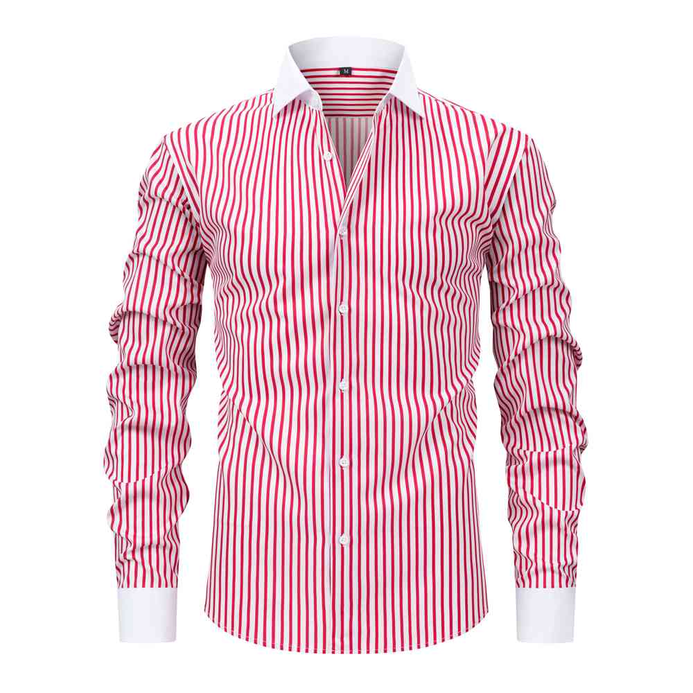 Striped YW 4-Way Stretch Digital Print Long-Sleeve Shirt