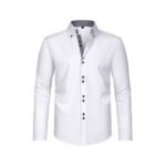 Solid Color SPQ Four-Way Stretch Double-Breasted Long-Sleeve Shirt