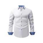Solid Color Double-Collar, 4-Way Stretch Long-Sleeve Shirt